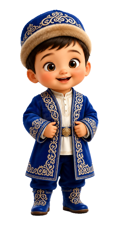Boy in traditional Kazakh clothing
