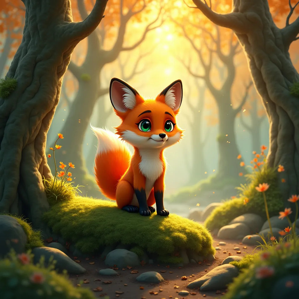 A young fox in the woods